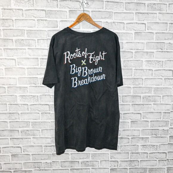 Roots of Fighting Big Brown Breakdown Tee Shirt sunfaded Black size 2XL - Picture 2 of 10